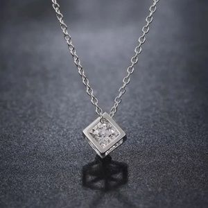 ↠SALE↞Crystal Silver Necklace | Earring Set